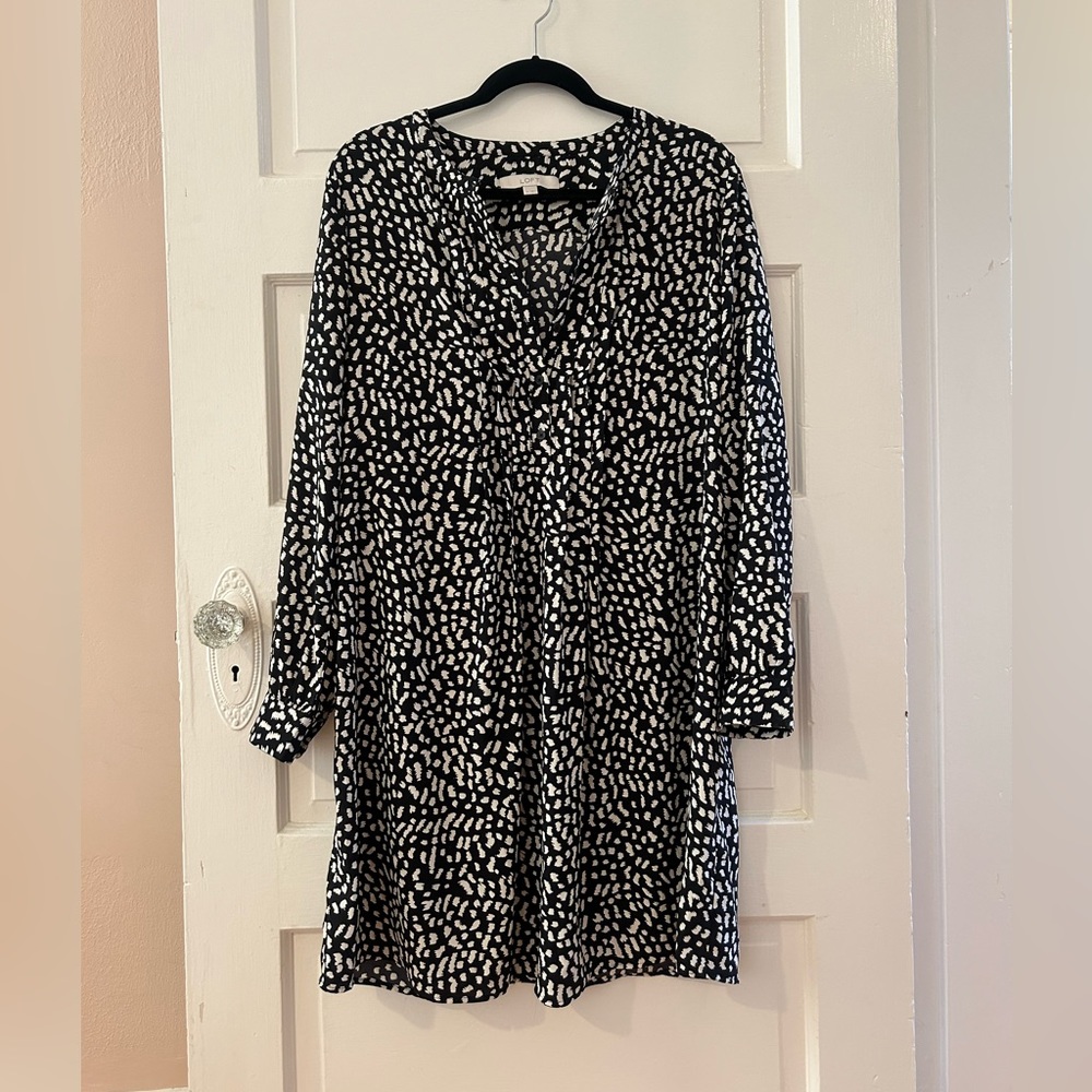 Ann Taylor Loft black and white spotted dress